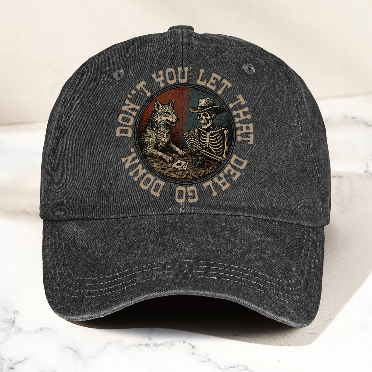 Grateful Dead Don't You Let That Deal Go Down Poker Skeleton Denim Cap – Retro Vintage Dad Cap Gift For Dad (With Box)