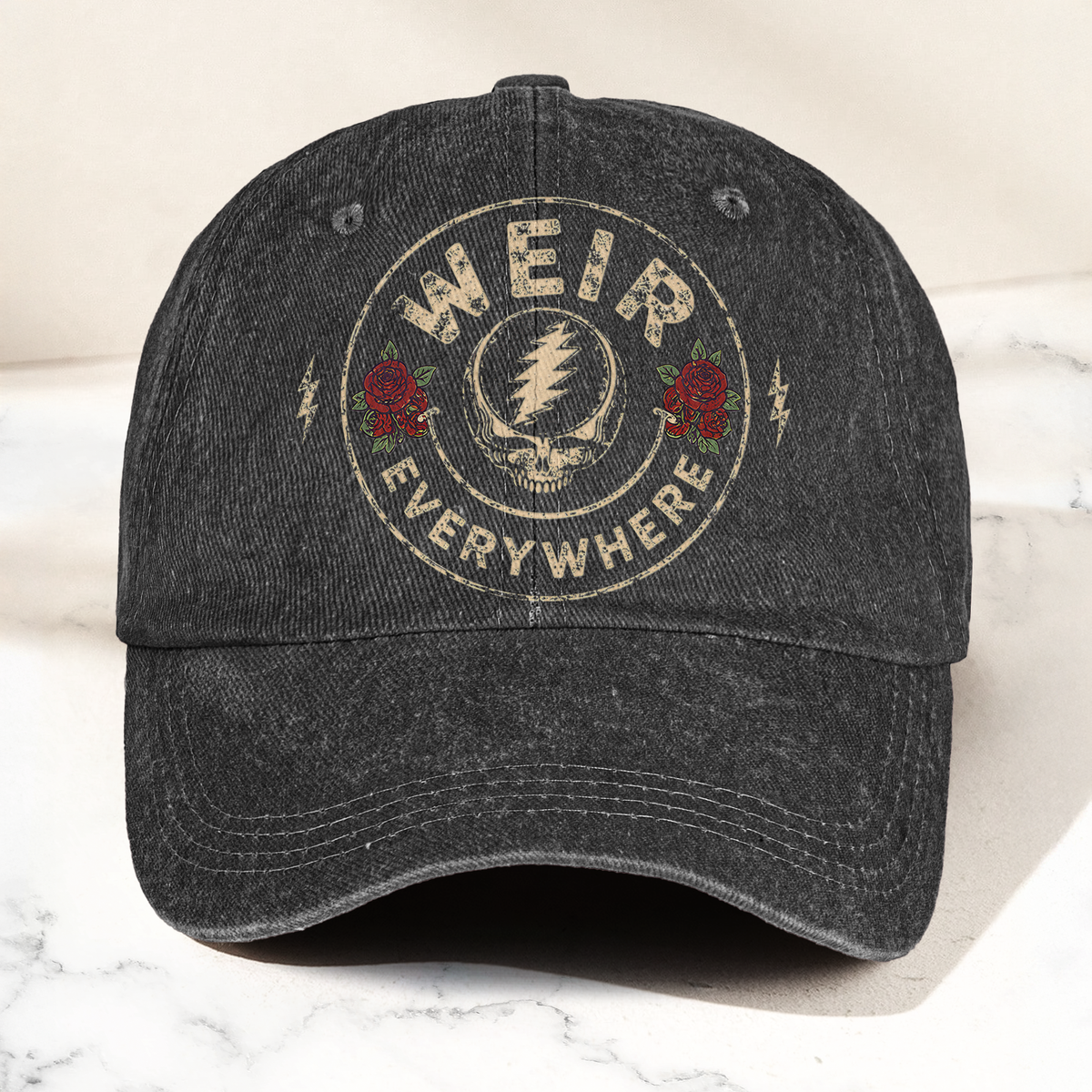Grateful Dead Weir Everywhere Steal Your Face Bob Weir Denim Cap – Retro Vintage Dad Cap Gift For Dad (With Box)