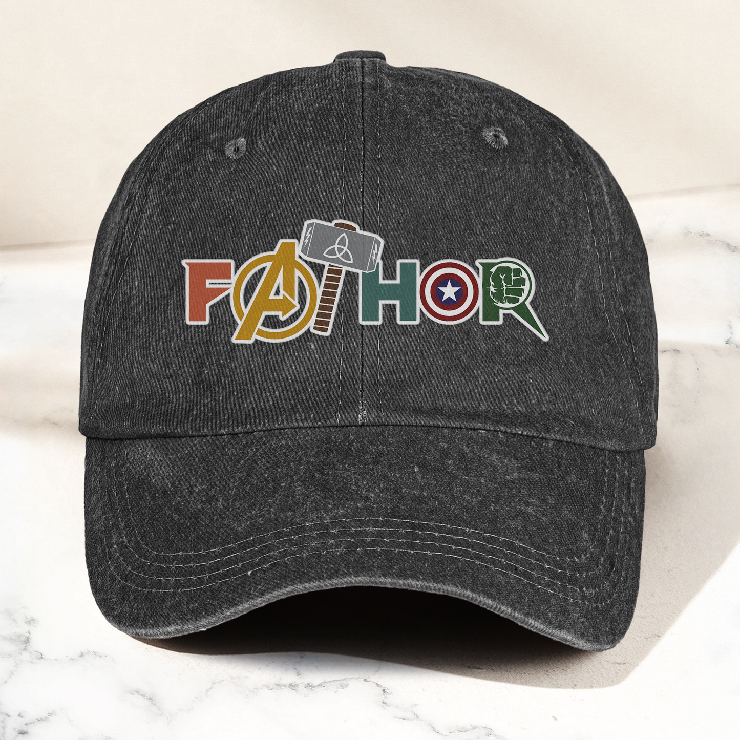FATHOR Denim Cap – Superhero Dad Hat Gift ( With Box )