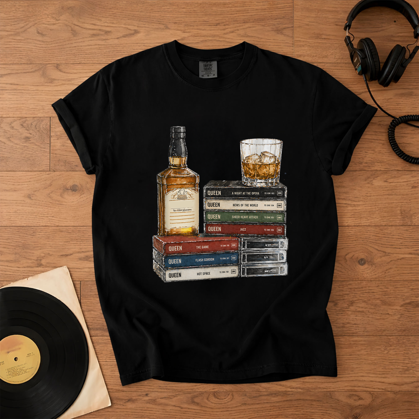 Queen Band Cassette Album Collection T-Shirt – Retro Rock Music Queen Band Merch Tee