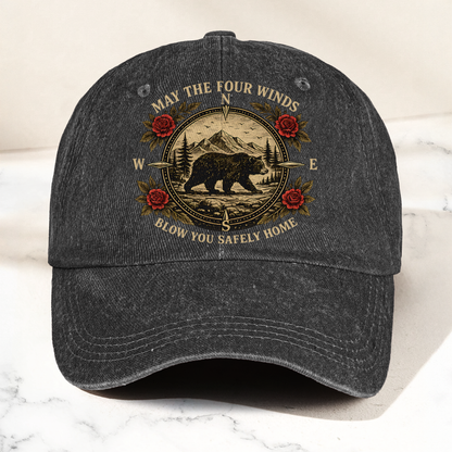 Grateful Dead Franklin's Tower May The Four Winds Blow You Safely Home Bear Nature Graphic Denim Cap – Retro Vintage Dad Cap Gift For Dad (With Box)
