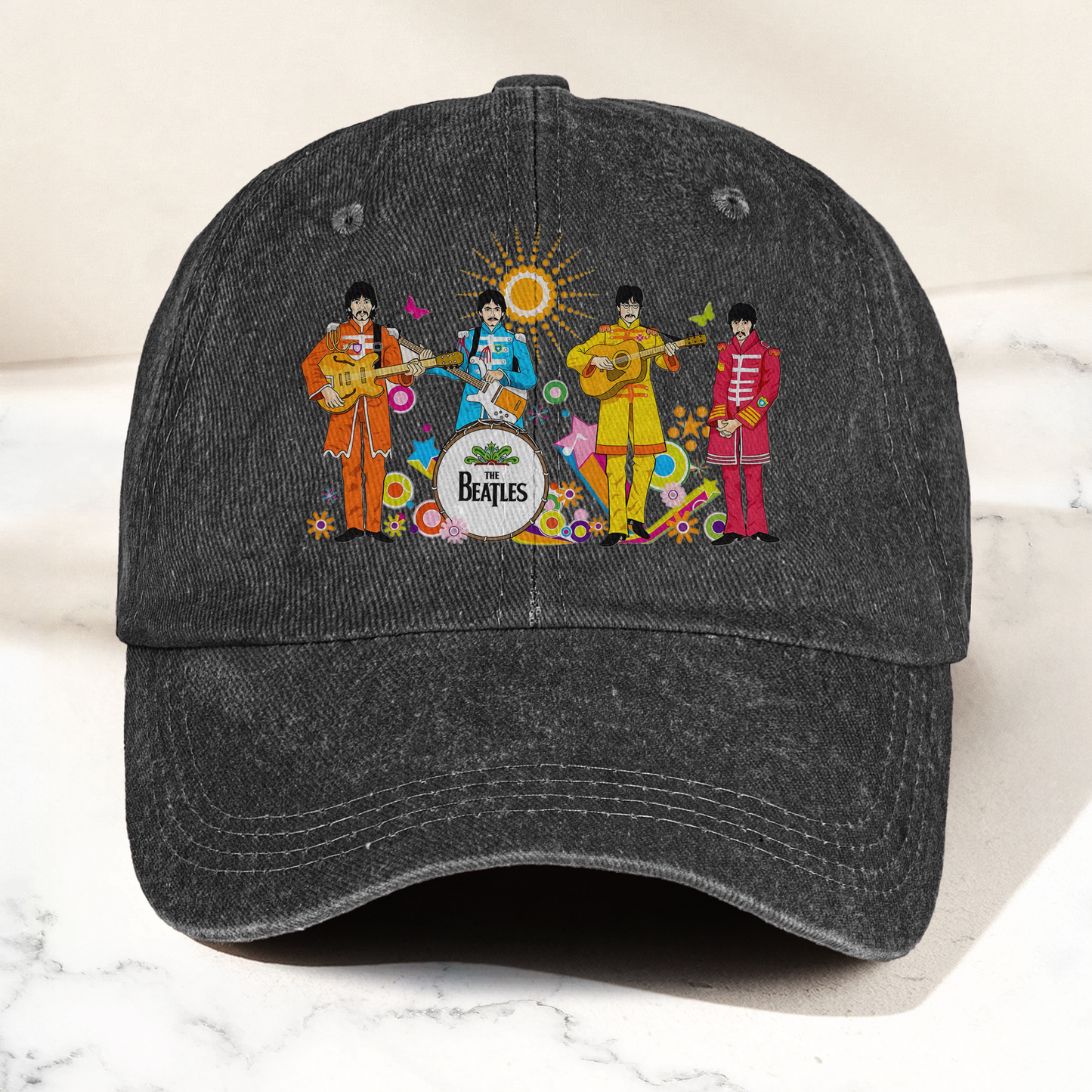 Pepper's Lonely Hearts Club Band Denim Cap – Retro The Beatles Tribute Merch Dad Hat (With Box)