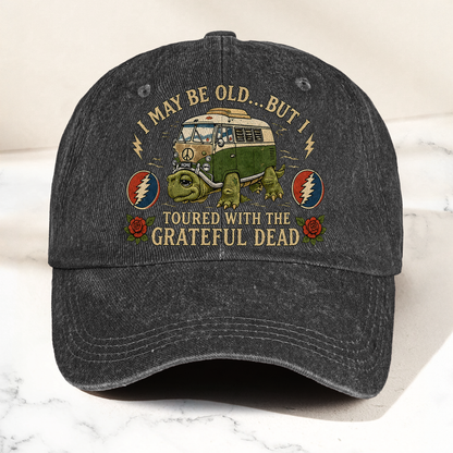 Grateful Dead I May Be Old But I Toured Bus Terrapin Denim Cap – Retro Vintage Dad Cap Gift For Dad (With Box)