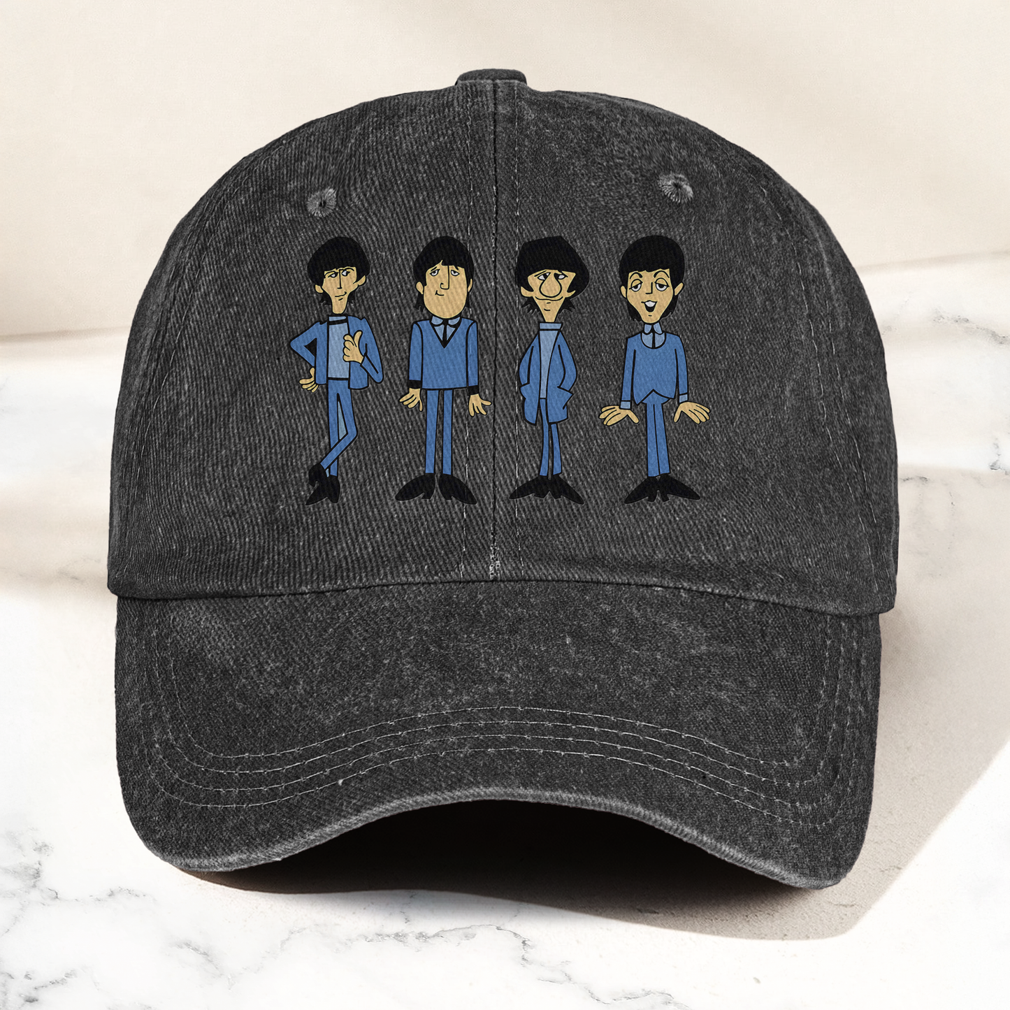 The Beatles Cartoon Series Denim Cap – Retro The Beatles Tribute Merch Dad Hat (With Box)