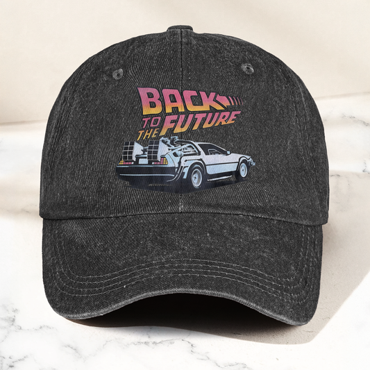 DeLorean Back to the Future Denim Cap – Classic Movie Inspired Style Dad Hat (With Box)