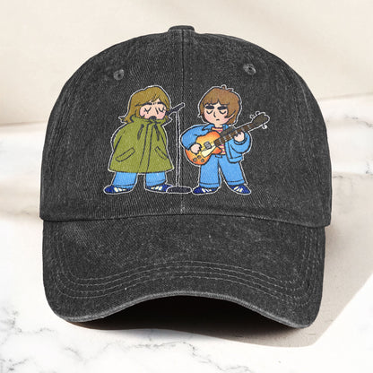 Noel & Liam Gallagher Oasis Denim Cap – Vintage Oasis Merch Gift for Dad (With Box)