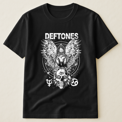 Deftones Owl and Skull T-Shirt – Retro Rock Music Band Deftones Merch Tee