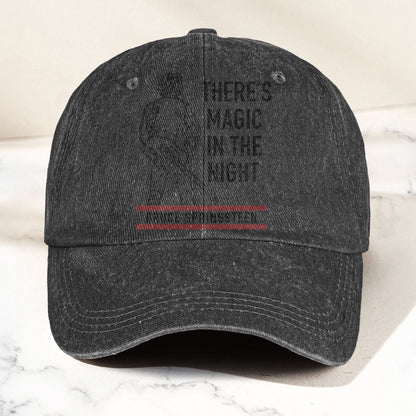 Bruce Springsteen Magic In The Night Black Version Denim Cap - Retro Vintage Dad Cap Gift For Dad (With Box)