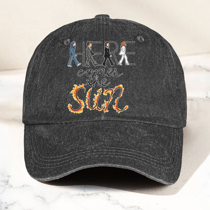 Here Comes the Sun Denim Cap – Retro The Beatles Tribute Merch Dad Hat (With Box)