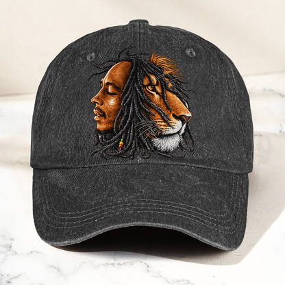 Bob Marley Lion of Judah Reggae Music Merch Vintage Rasta Graphic Denim Cap – Retro Vintage Dad Cap Gift For Dad (With Box)