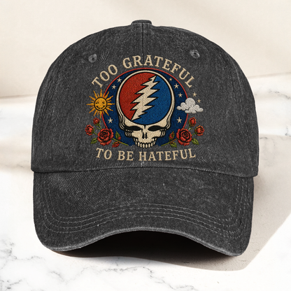 Grateful Dead Too Grateful To Be Hateful Denim Cap – Retro Vintage Dad Cap Gift For Dad (With Box)