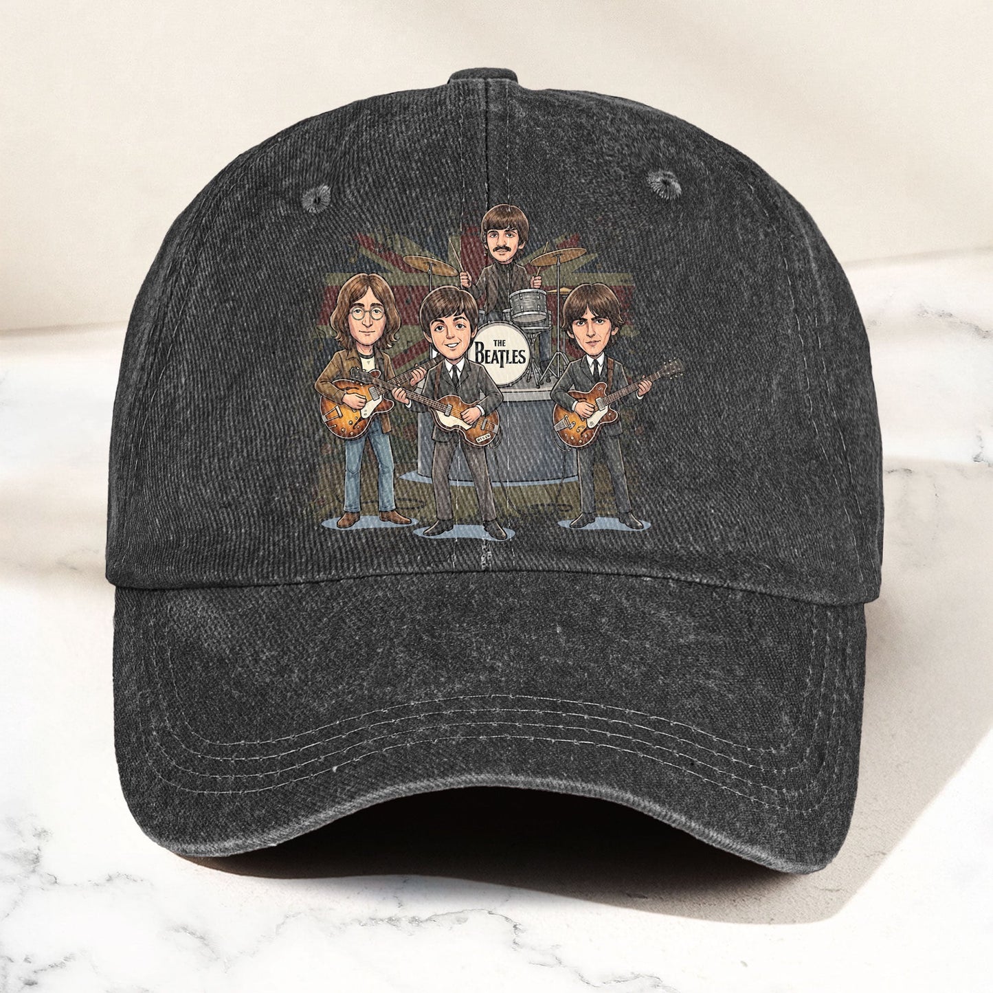 The Beatles And Their Instruments Cartoon Denim Cap – Retro Music Fan Cap Gift For Dad (With Box)