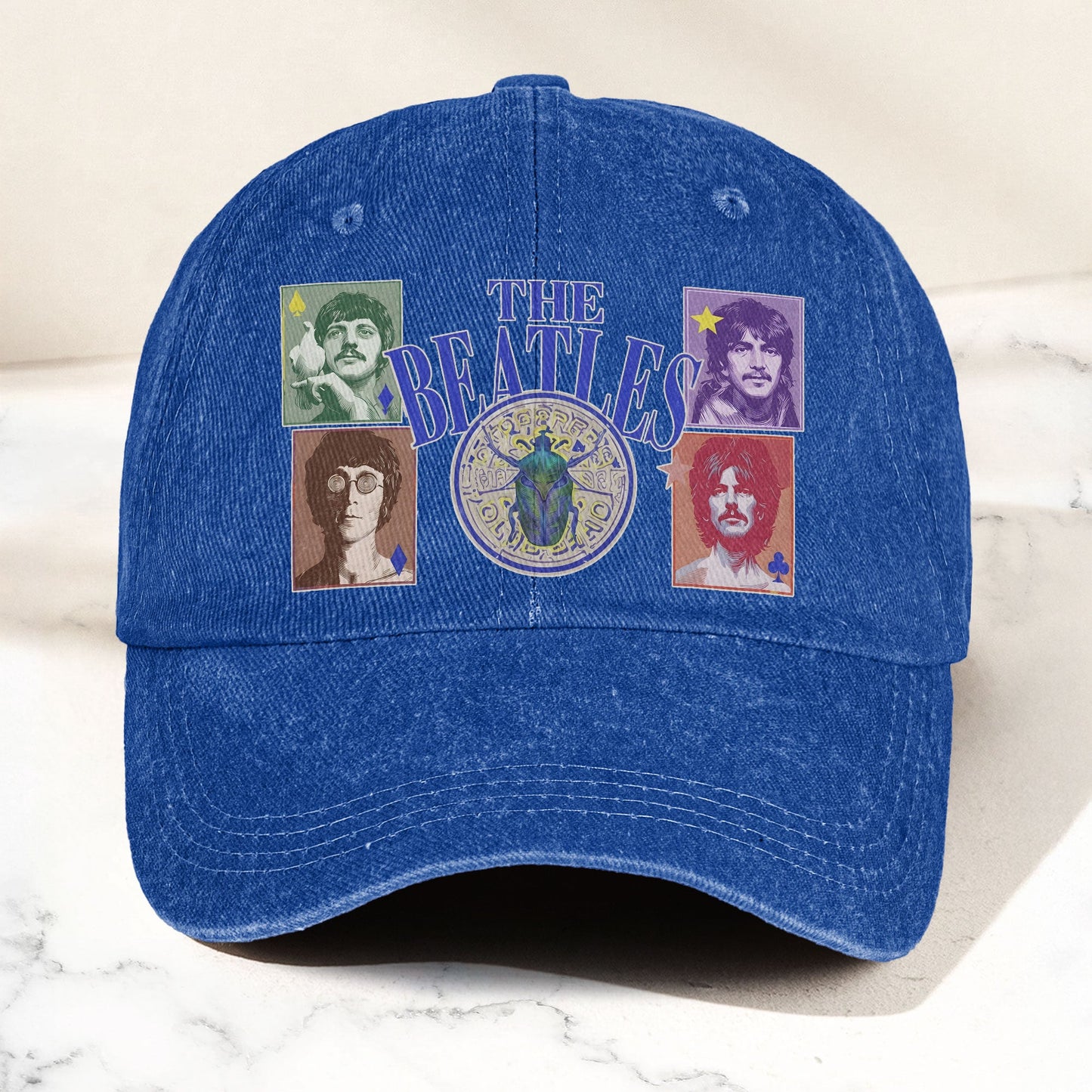 The Beatles Vintage Portraits Graphic Music Merch Denim Cap – Retro Vintage Dad Cap Gift For Dad (With Box)