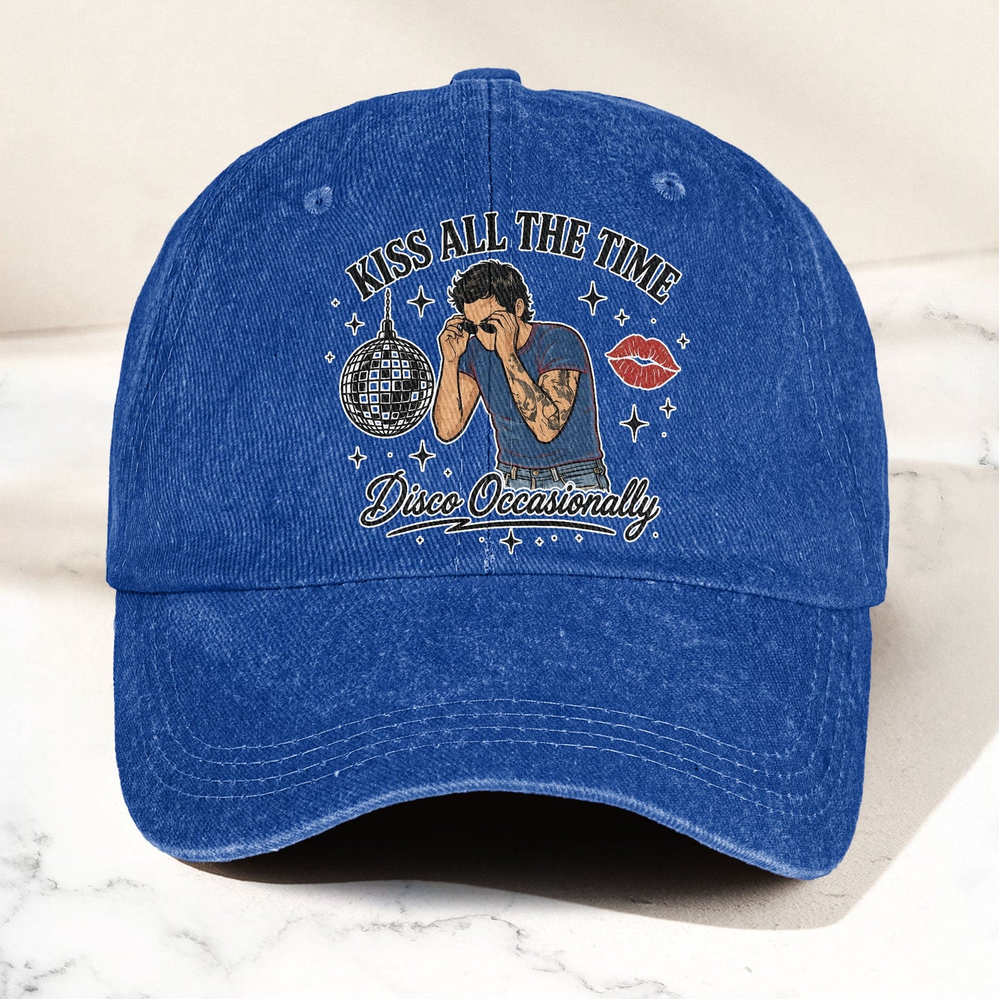 Harry Styles Kiss All The Time Disco Occasionally Music Merch Denim Cap – Retro Vintage Dad Cap Gift For Dad (With Box)