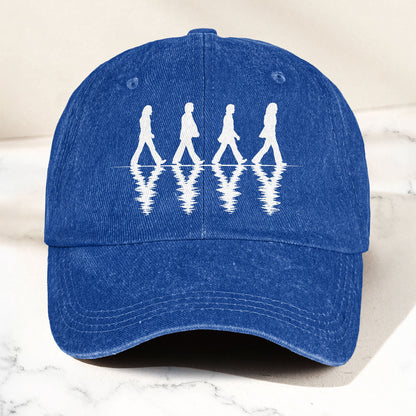 The Beatles Abbey Road Silhouette Graphic Music Merch Denim Cap – Retro Vintage Dad Cap Gift For Dad (With Box)