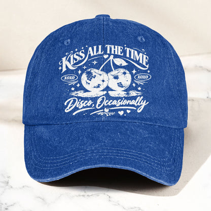 Harry Styles Kiss All The Time Disco Occasionally Denim Cap – Retro Vintage Dad Cap Gift For Dad (With Box)