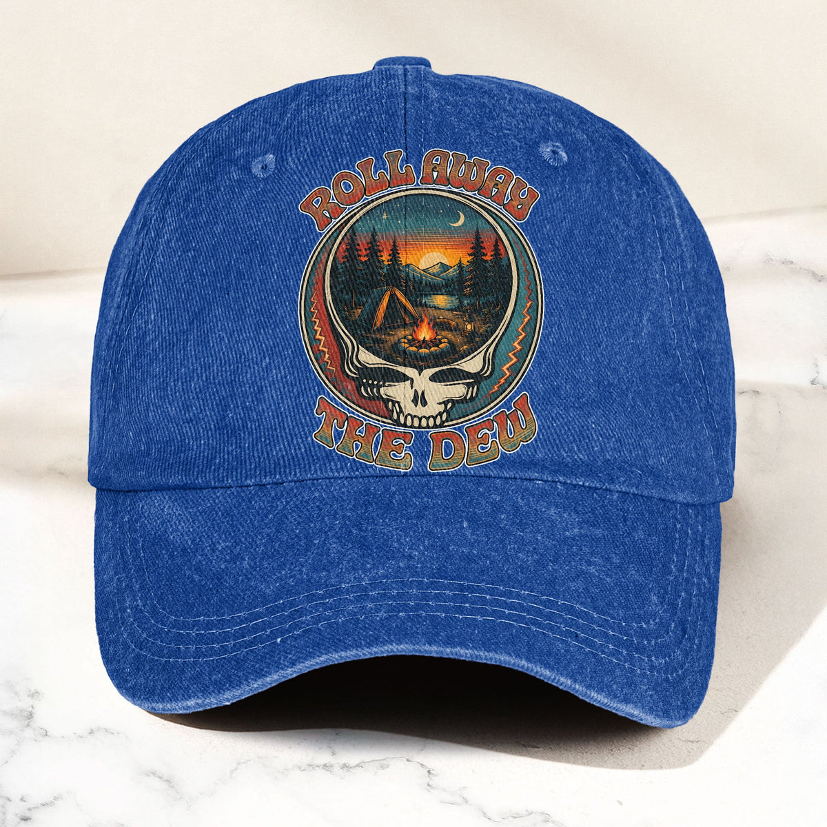 Grateful Dead Franklins Tower Roll Away The Dew Camping Denim Cap – Retro Vintage Dad Cap Gift For Dad (With Box)