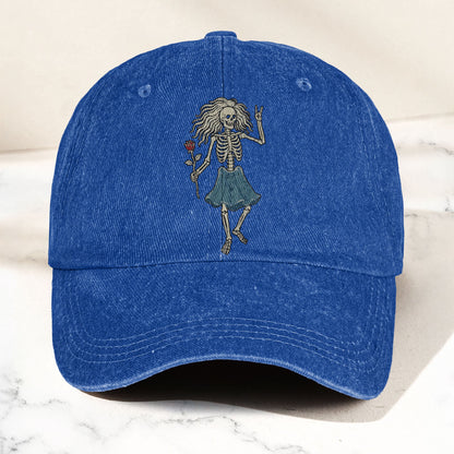 Grateful Dead Bertha Dancing Skeleton Rose Vintage Denim Cap – Retro Vintage Dad Cap Gift For Dad (With Box)