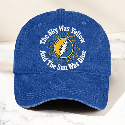 Grateful Dead Scarlet Begonias Lyrics Yellow Sky Blue Sun Denim Cap – Retro Vintage Dad Cap Gift For Dad (With Box)