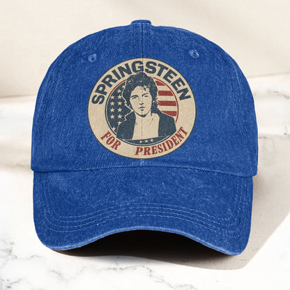 Bruce Springsteen For President Music Merch Denim Cap – Retro Vintage Dad Cap Gift For Dad (With Box)