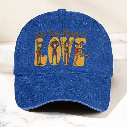 The Beatles All You Need Is Love Cartoon Graphic Music Merch Denim Cap – Retro Vintage Dad Cap Gift For Dad (With Box)