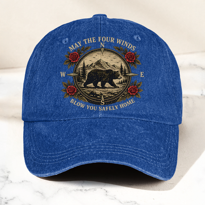 Grateful Dead Franklin's Tower May The Four Winds Blow You Safely Home Bear Nature Graphic Denim Cap – Retro Vintage Dad Cap Gift For Dad (With Box)
