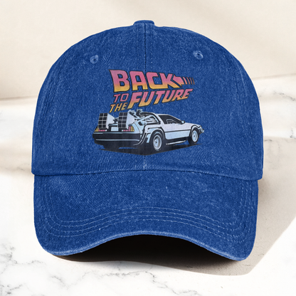 DeLorean Back to the Future Denim Cap – Classic Movie Inspired Style Dad Hat (With Box)