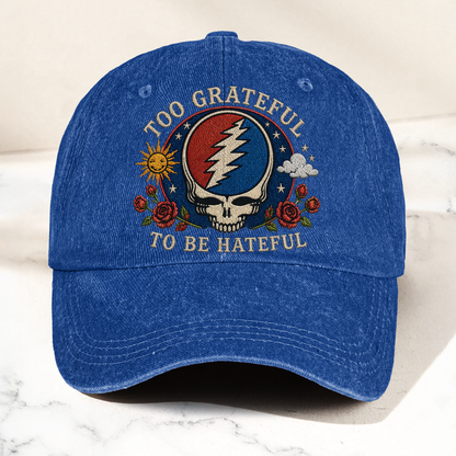Grateful Dead Too Grateful To Be Hateful Denim Cap – Retro Vintage Dad Cap Gift For Dad (With Box)