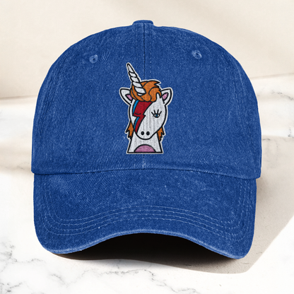 David Bowie Unicorn Lightning Bolt Denim Cap – Retro Music Fan Cap Gift For Dad (With Box)