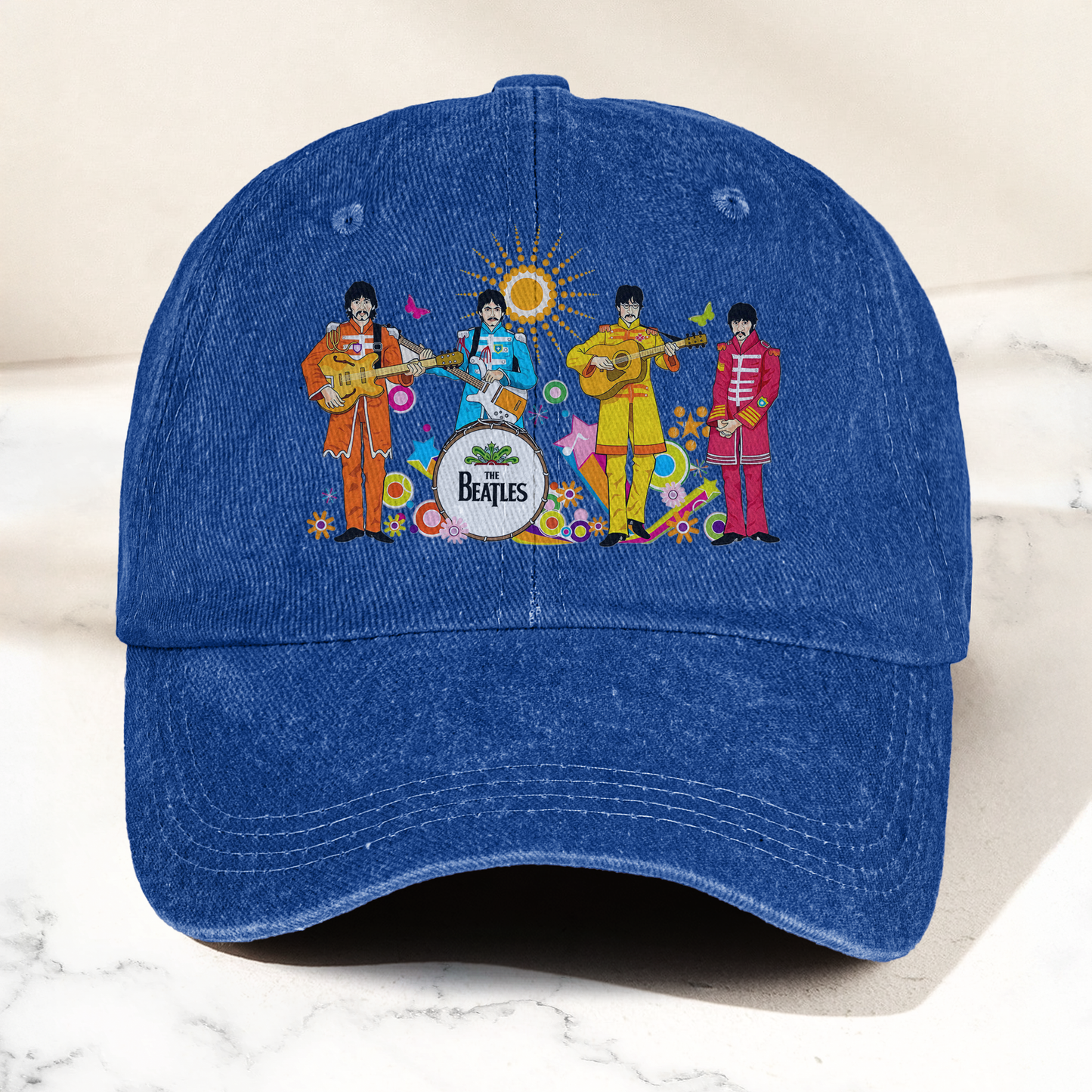 Pepper's Lonely Hearts Club Band Denim Cap – Retro The Beatles Tribute Merch Dad Hat (With Box)