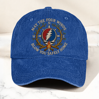 Grateful Dead May The Four Winds Blow You Safely Home Vintage Dad Hat – Deadhead Camping Cap Gift