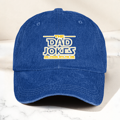 Dad Jokes Denim Cap – “The Dad Jokes Are Strong With This One” Dad Hat ( With Box)