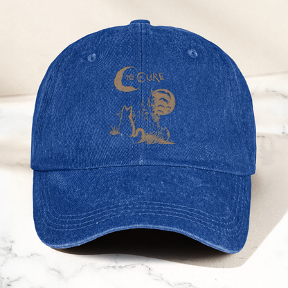 The Cure Vintage Cat Moon Denim Cap – Vintage The Cure Band Album Merch Gift for Dad (With Box)