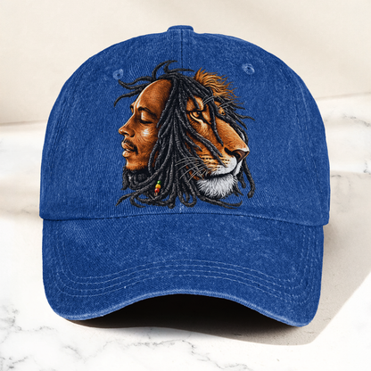 Bob Marley Lion of Judah Reggae Music Merch Vintage Rasta Graphic Denim Cap – Retro Vintage Dad Cap Gift For Dad (With Box)