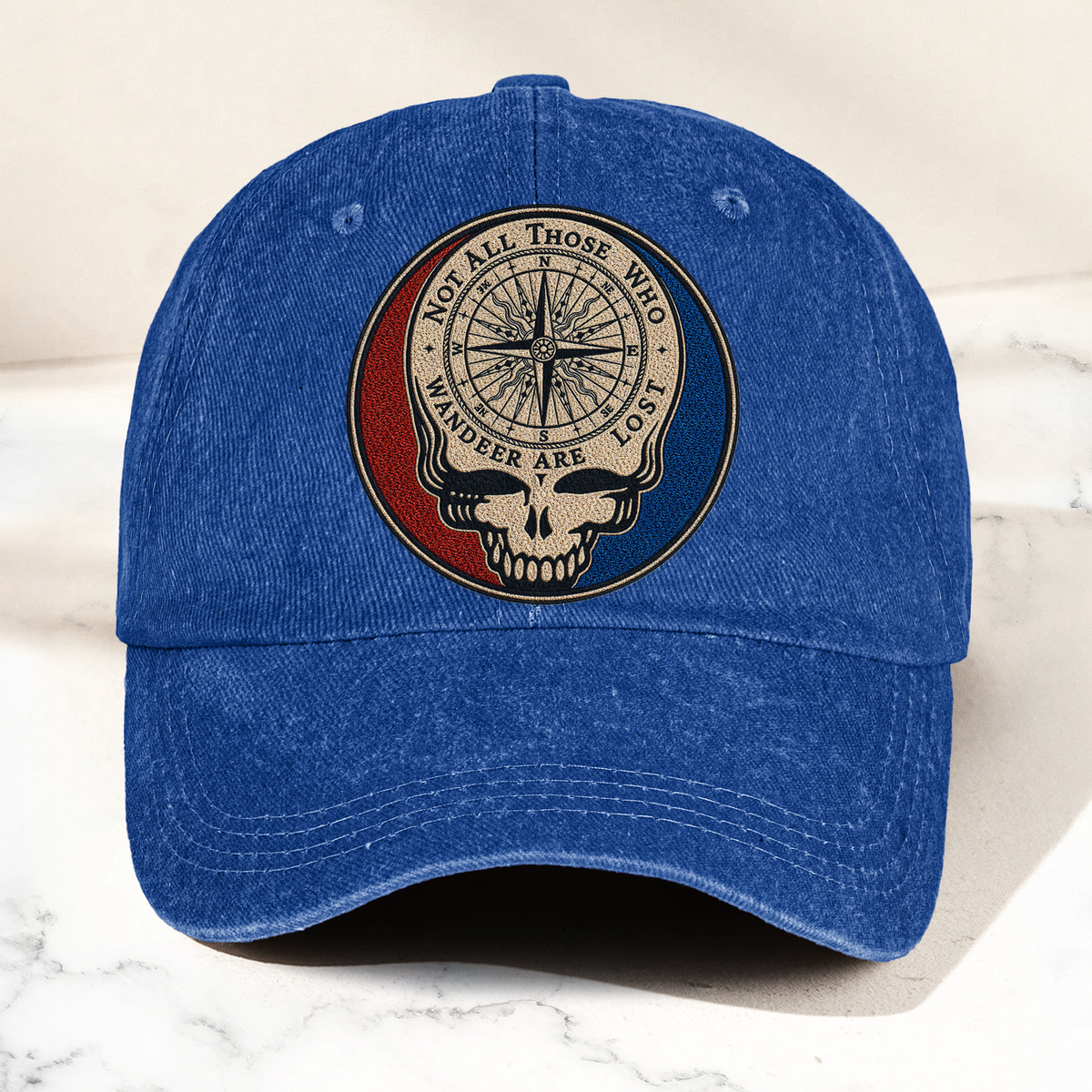 Grateful Dead Skull Not All Those Who Wander Are Lost Denim Cap – Retro Vintage Dad Cap Gift For Dad (With Box)