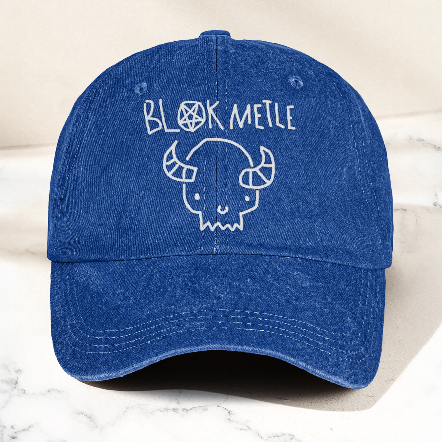 Death Metal Skull Blak Metle Denim Cap – Heavy Metal Emo Dad Cap Gift For Dad (With Box)
