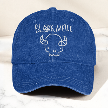Death Metal Skull Blak Metle Denim Cap – Heavy Metal Emo Dad Cap Gift For Dad (With Box)
