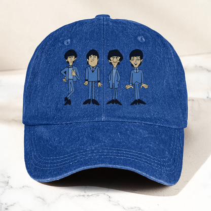 The Beatles Cartoon Series Denim Cap – Retro The Beatles Tribute Merch Dad Hat (With Box)