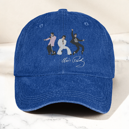 Elvis Presley With Sign Graphic Denim Cap – Vintage Elvis Presley Album Merch Gift for Dad (With Box)