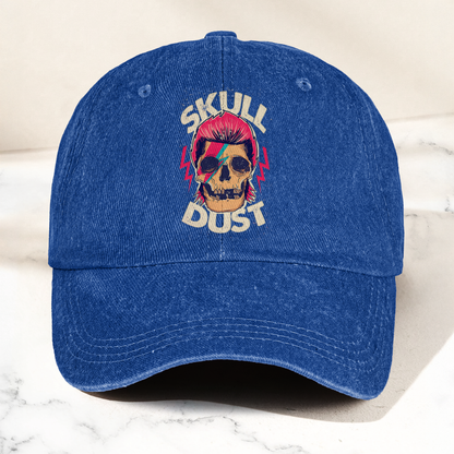 David Bowie Skull Ziggy Stardust Denim Cap – Retro Punk Rock Music Fan Cap Gift For Dad (With Box)