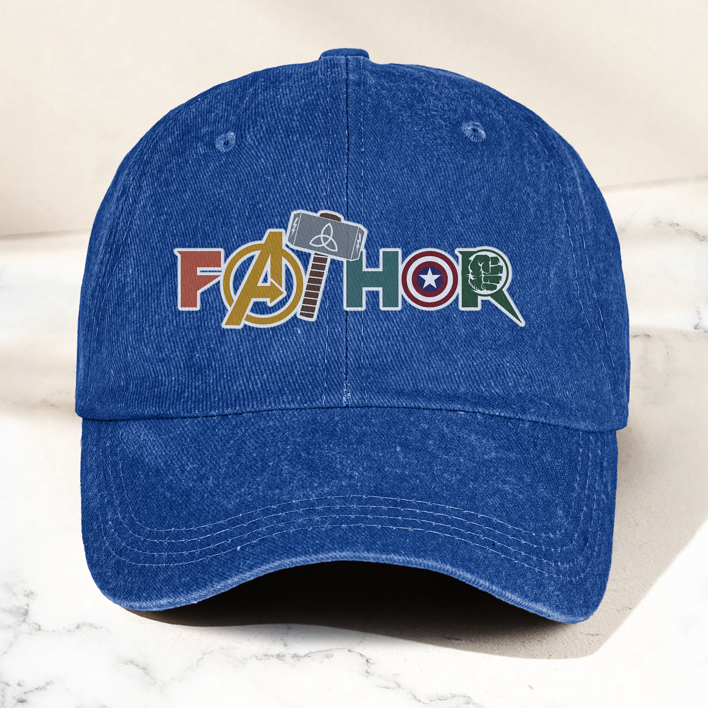 FATHOR Denim Cap – Superhero Dad Hat Gift ( With Box )