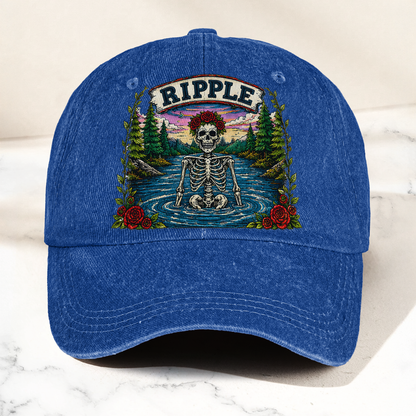 Grateful Dead Ripple Lyrics Skeleton River Nature Denim Cap – Retro Vintage Dad Cap Gift For Dad (With Box)