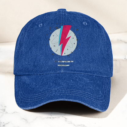 David Bowie Inspired Lightning Bolt Ziggy Stardust Denim Cap – Retro Music Fan Cap Gift For Dad (With Box)