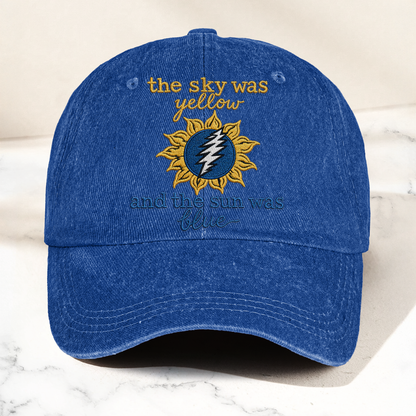 Grateful Dead The Sky was Yellow and the Sun was Blue Skull Denim Cap – Retro Vintage Dad Cap Gift For Dad (With Box)