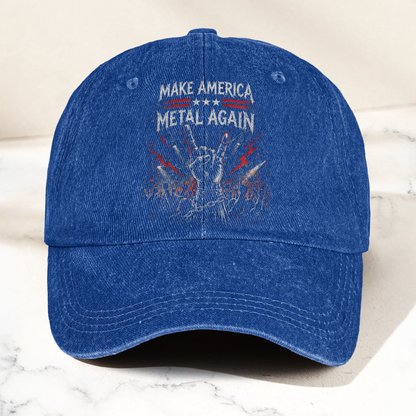 Make America Metal Again Denim Cap – Heavy Metal Emo Dad Cap Gift For Dad (With Box)