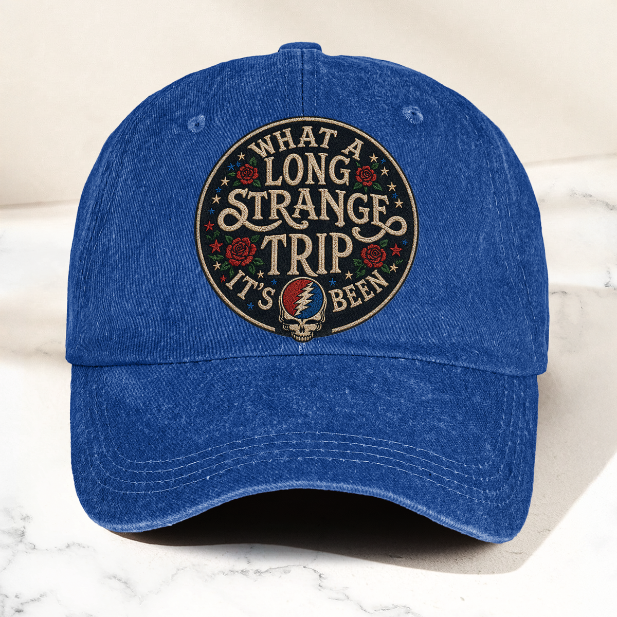 Grateful Dead What A Long Strange Trip It's Been Denim Cap – Retro Vintage Dad Cap Gift For Dad (With Box)