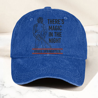 Bruce Springsteen Magic In The Night Black Version Denim Cap - Retro Vintage Dad Cap Gift For Dad (With Box)