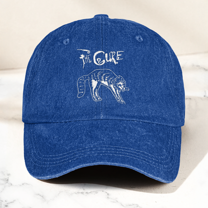 The Cure Rare Cat Artwork Vintage Denim Cap – Retro The Cure Band Merch Gift for Dad (With Box)