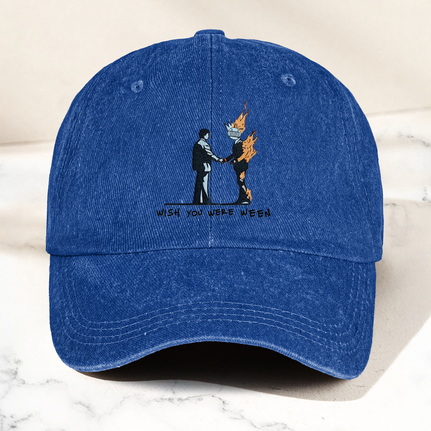 Wish You Were Ween Pink Floyd Denim Cap – Retro Pink Floyd Merch Gift for Dad (With Box)