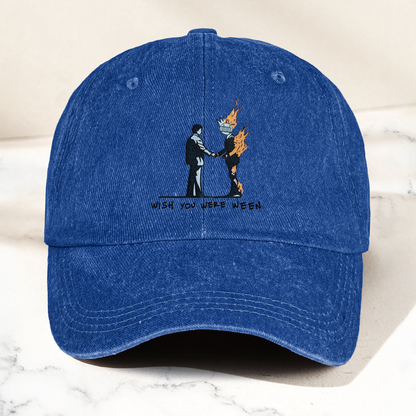 Wish You Were Ween Pink Floyd Denim Cap – Retro Pink Floyd Merch Gift for Dad (With Box)